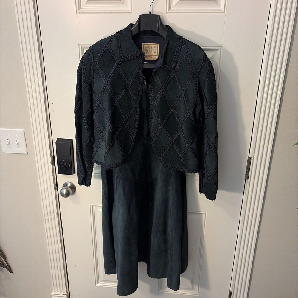 Double D Ranch vintage Suede Sage Green Pioneer Jacket/Skirt Per condition